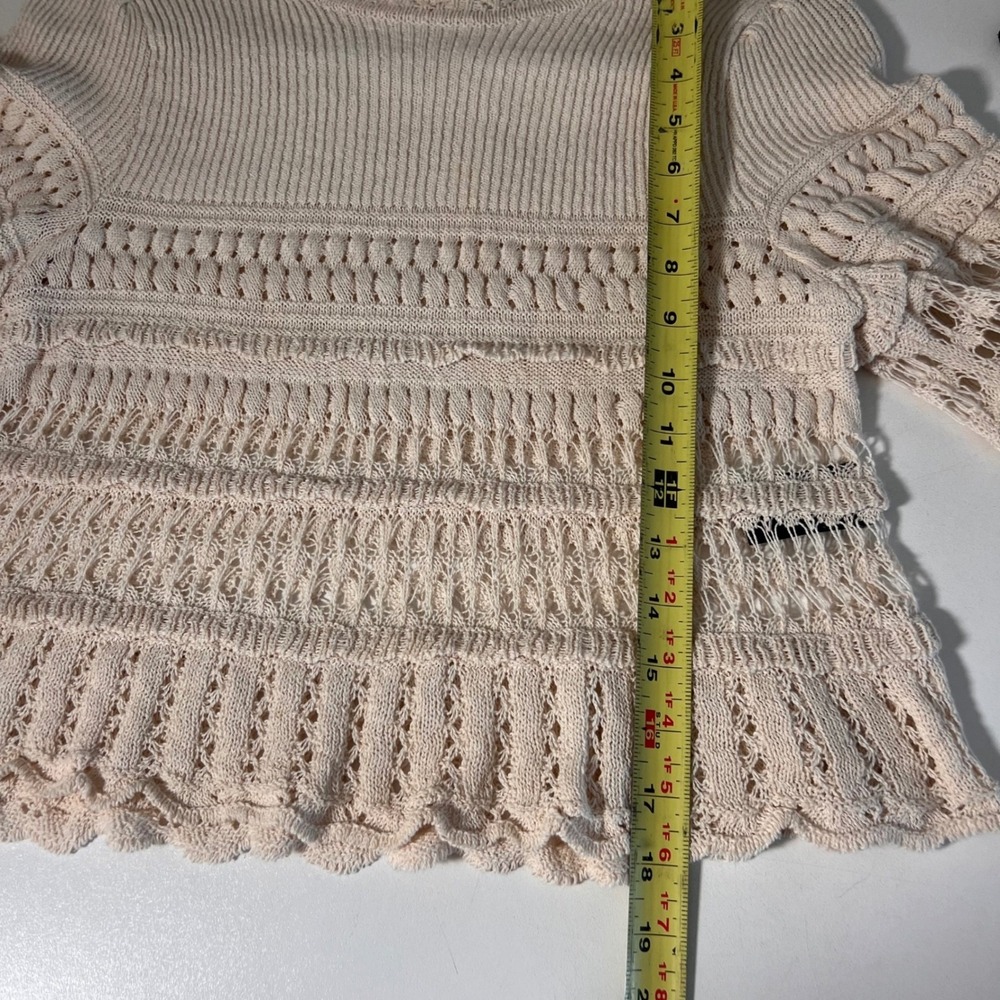 Isabel Marant Etoile Frizy Top Size 36 Beige Cotton Crochet Pointelle Knit Boho - Picture 6 of 7